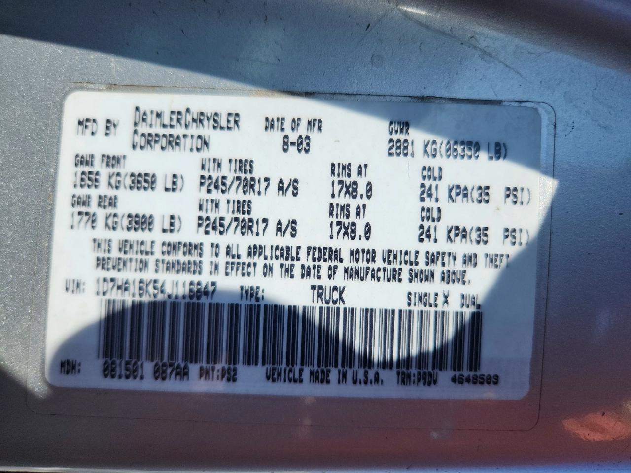 2004 DODGE RAM 1500 ST photo 12