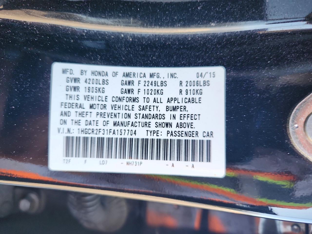2015 HONDA ACCORD LX photo 34
