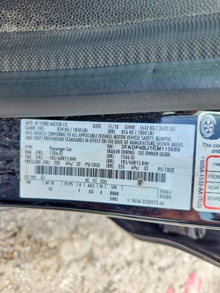 2019 FORD FIESTA SE photo 34