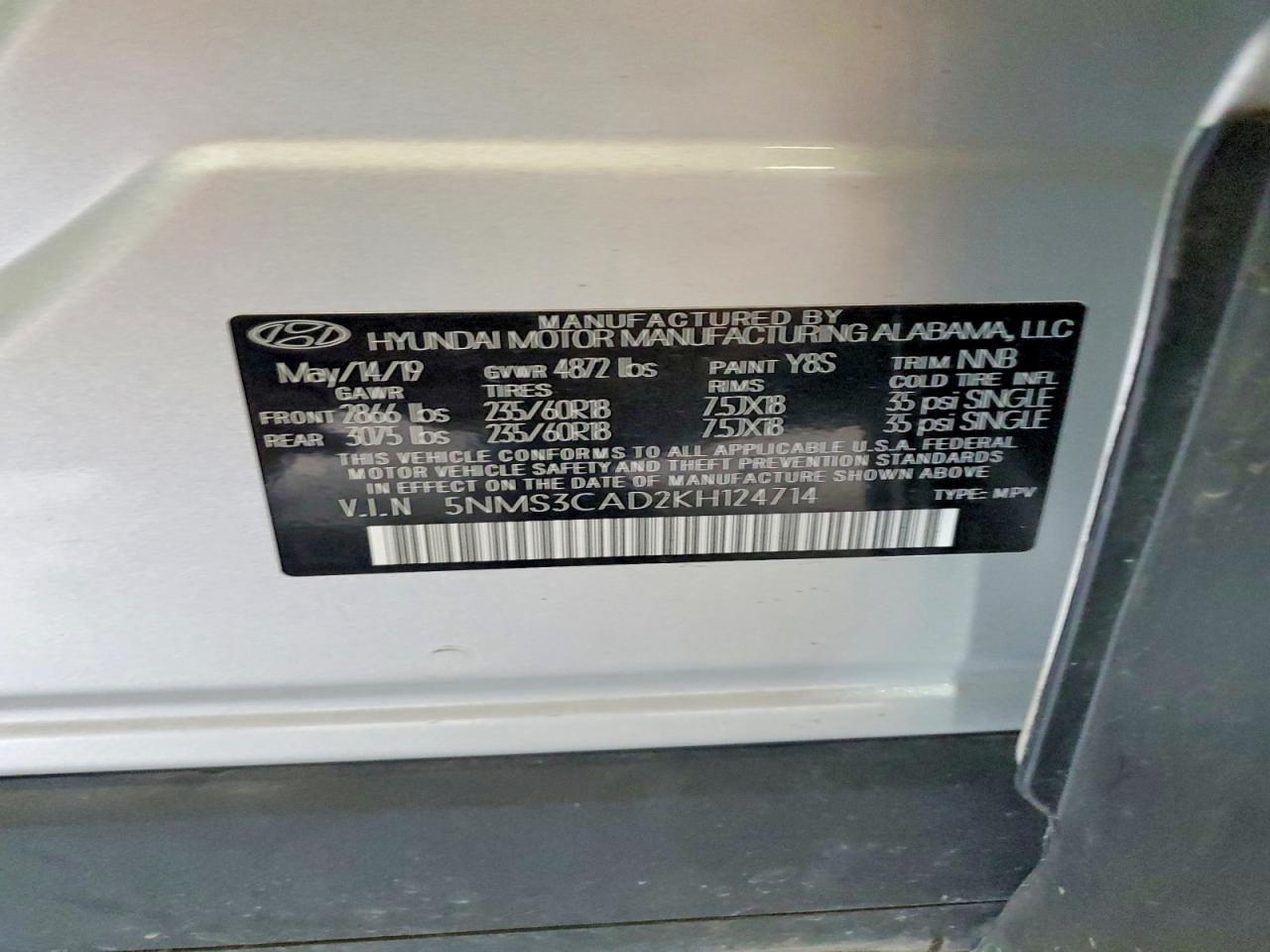 2019 HYUNDAI SANTA FE SEL PLUS 2.4L photo 25