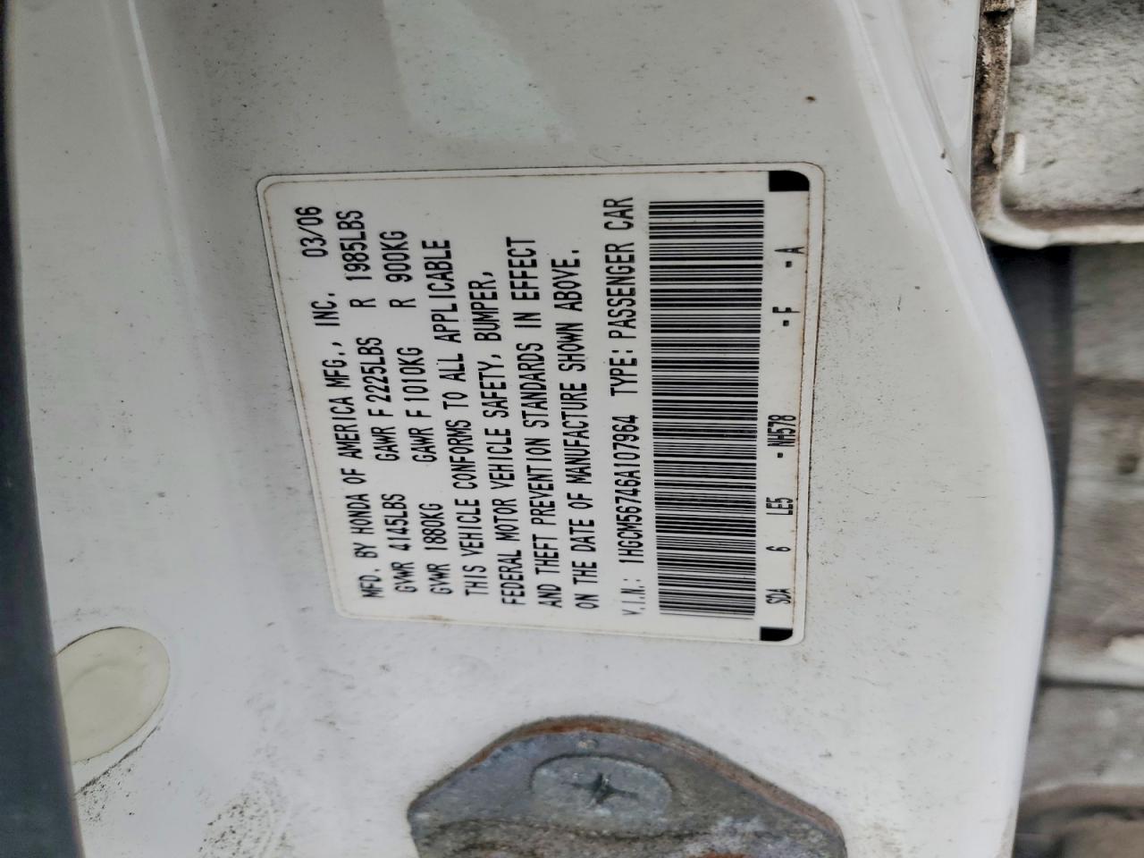 2006 HONDA ACCORD EX photo 34