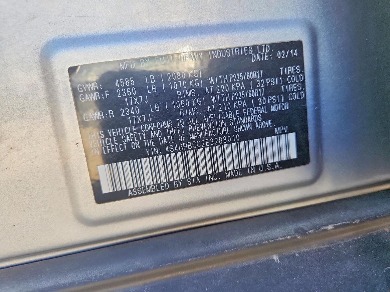 2014 SUBARU OUTBACK 2.5I PREMIUM photo 37