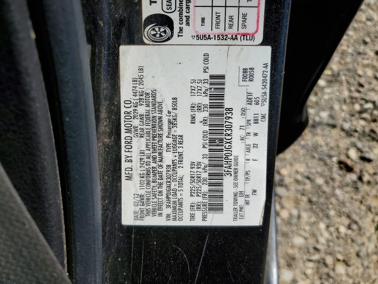 2012 FORD FUSION photo 25