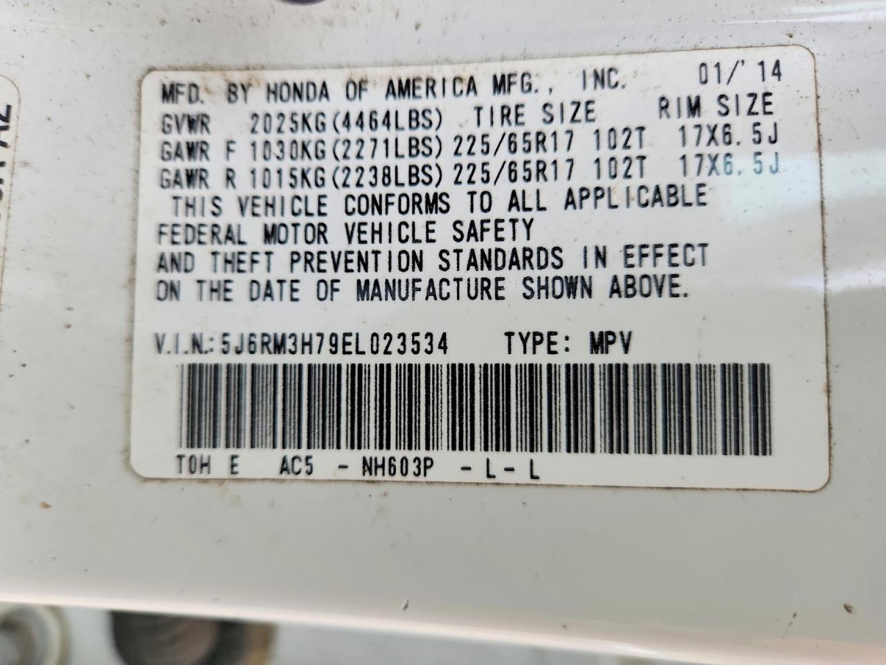 2014 HONDA CR-V EXL photo 25