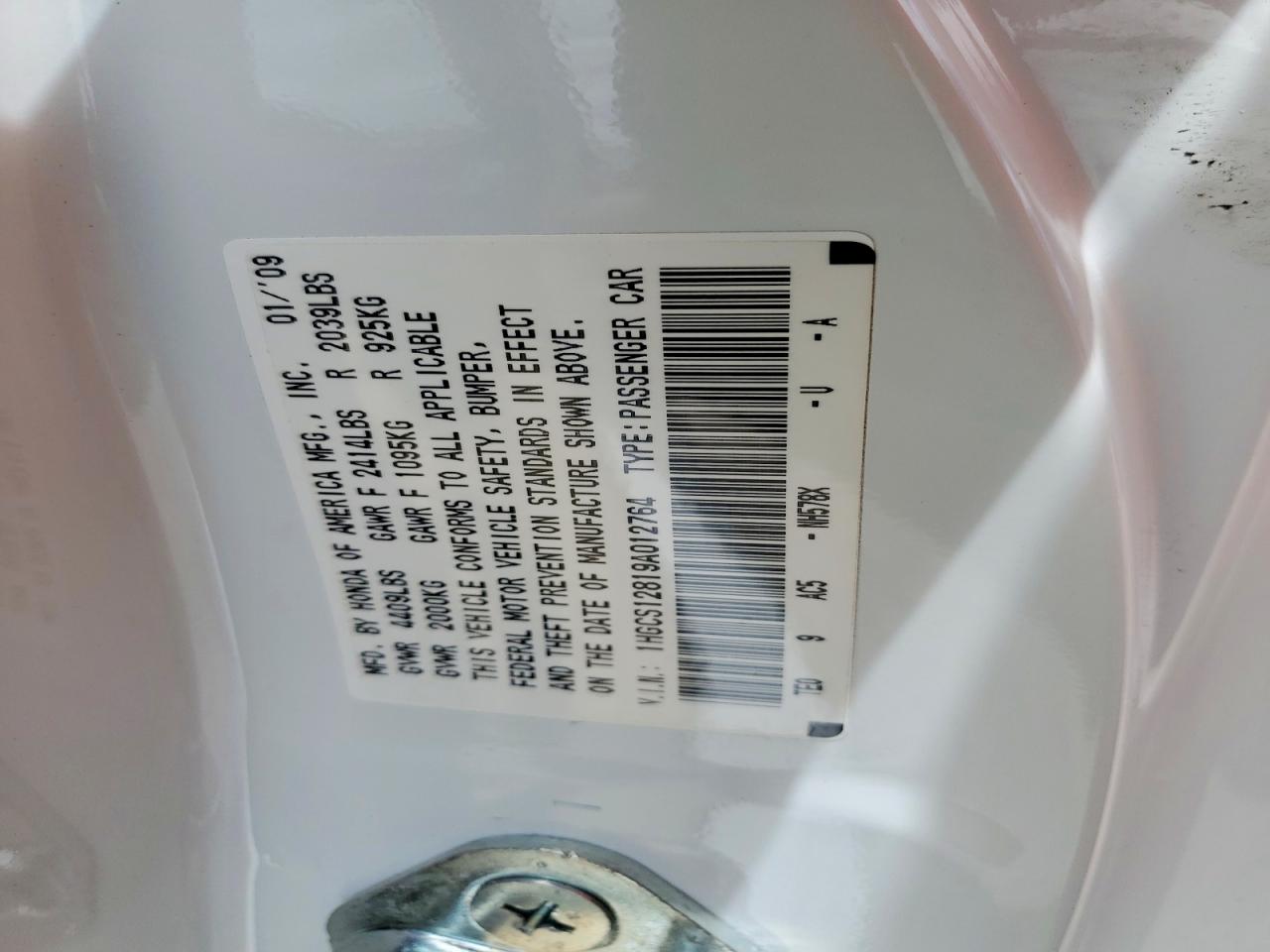 2009 HONDA ACCORD EXL photo 23