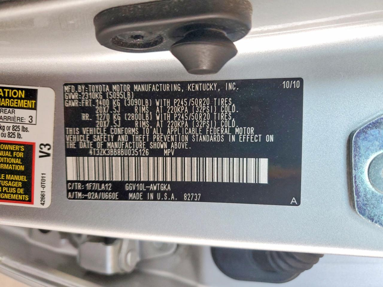 2011 TOYOTA VENZA FWD V6 photo 23