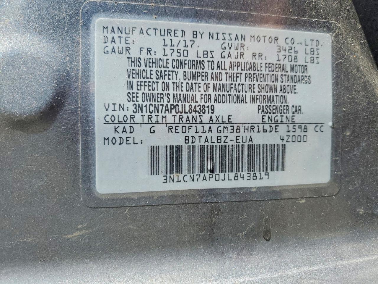 2018 NISSAN VERSA SV photo 23