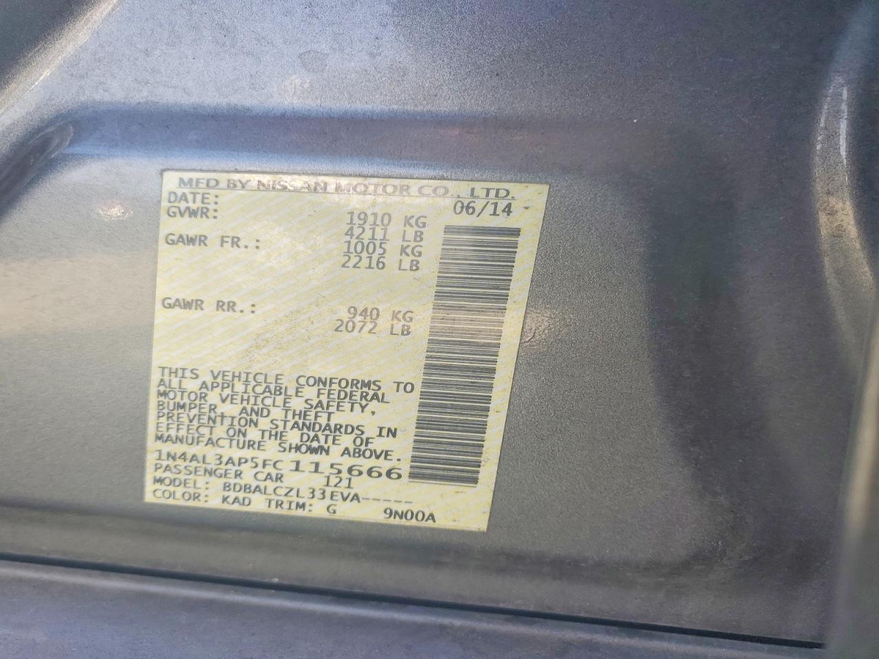2015 NISSAN ALTIMA 2.5 S photo 34