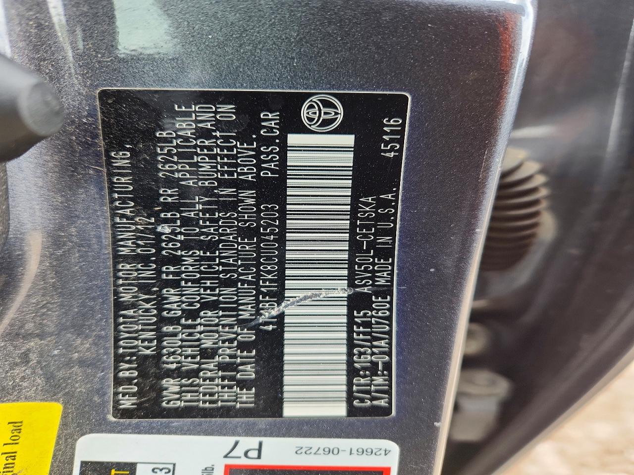 2012 TOYOTA CAMRY SE photo 23