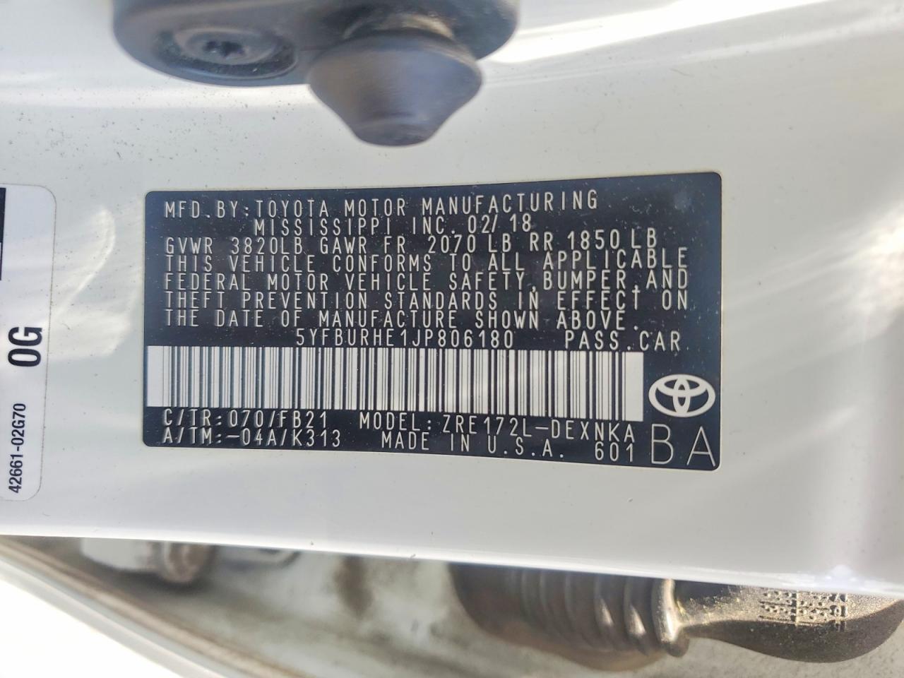 2018 TOYOTA COROLLA LE photo 34