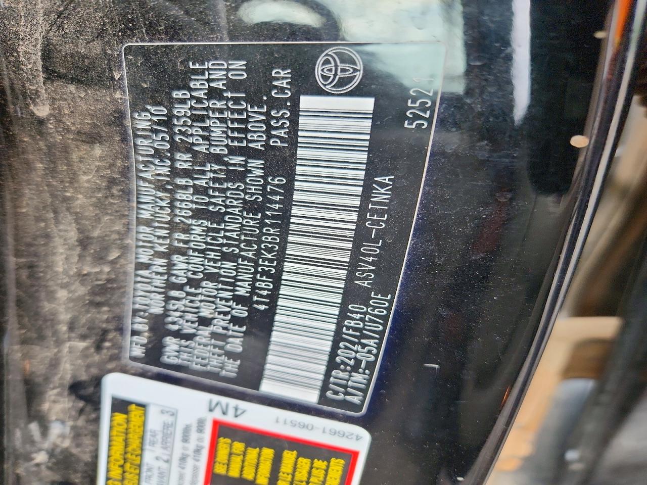 2011 TOYOTA CAMRY LE photo 34
