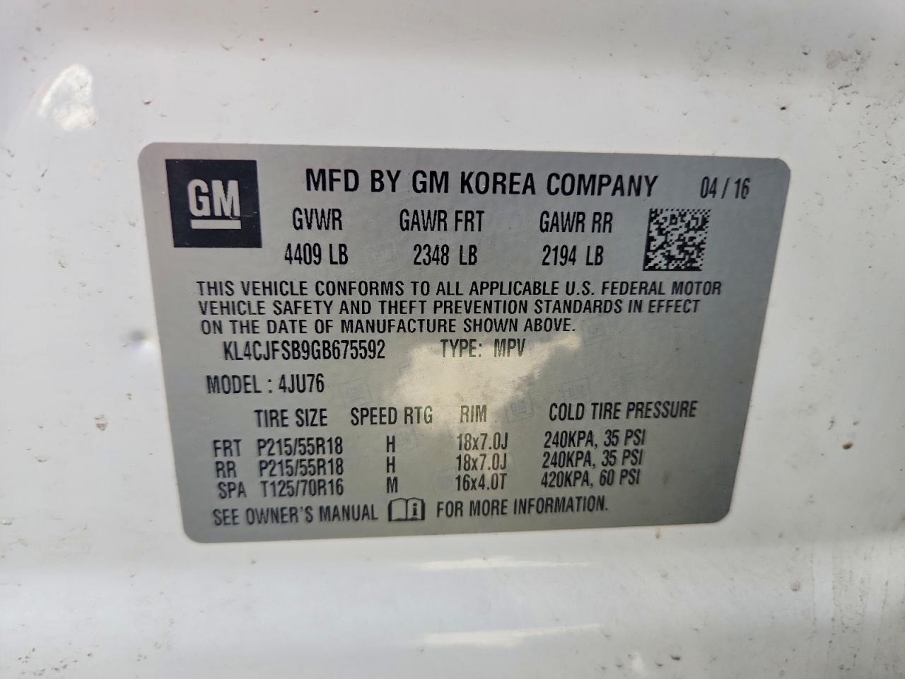 2016 BUICK ENCORE CONVENIENCE photo 12