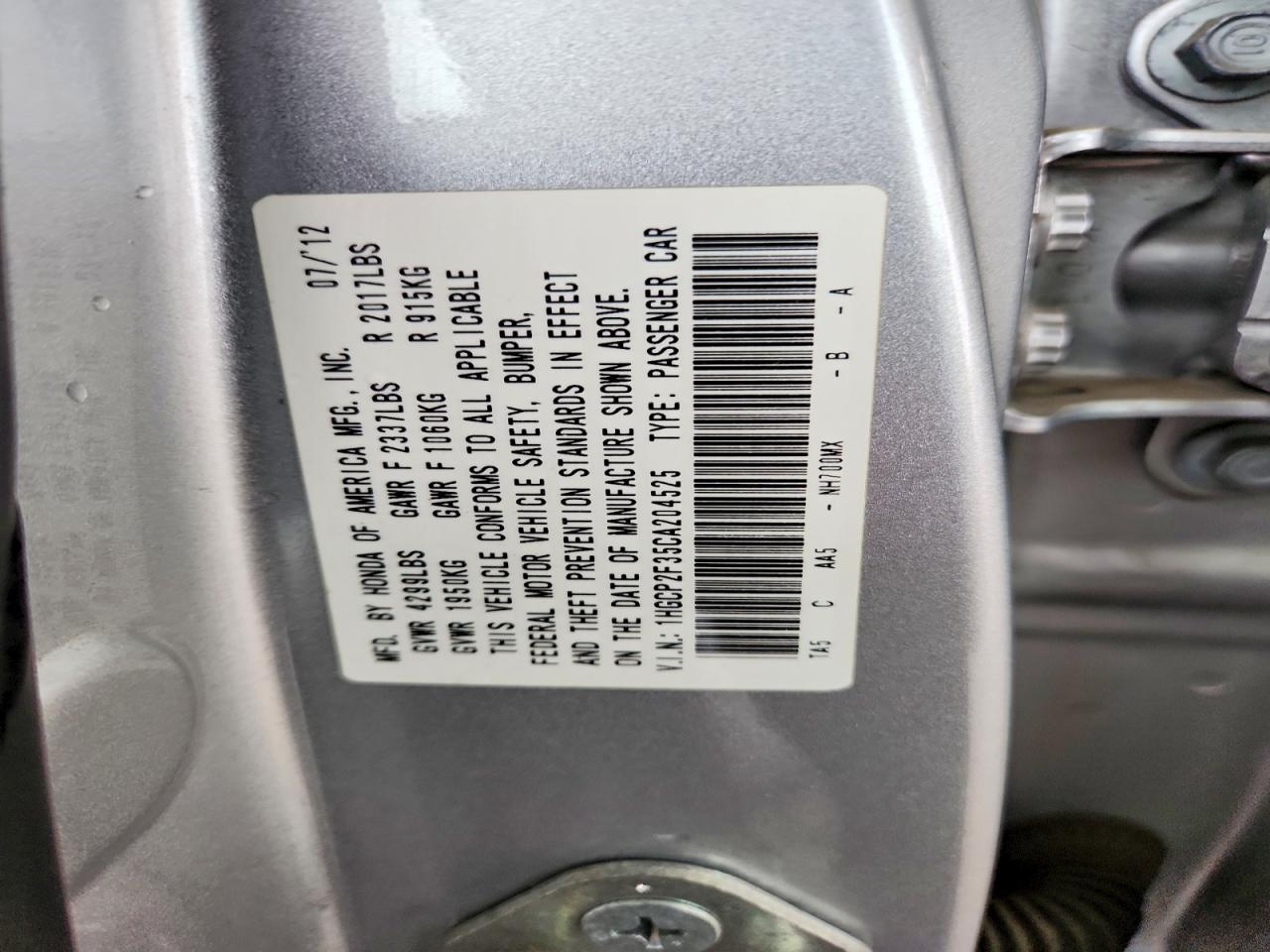2012 HONDA ACCORD LX photo 23