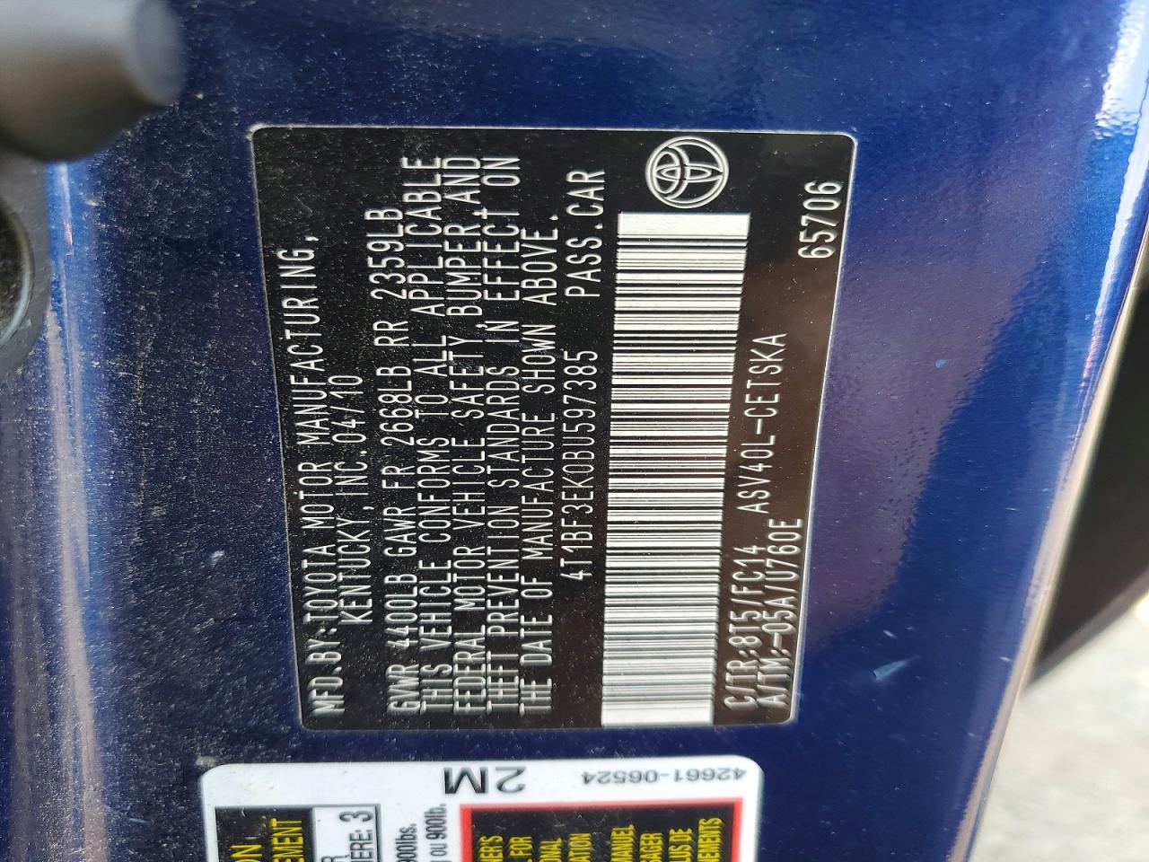 2011 TOYOTA CAMRY SE photo 37