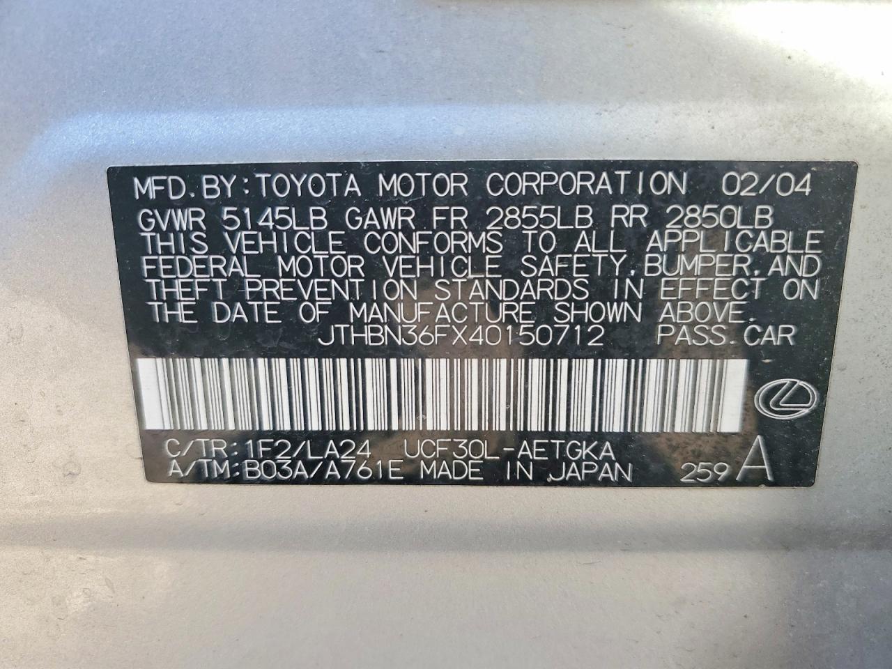 2004 LEXUS LS 430 photo 23