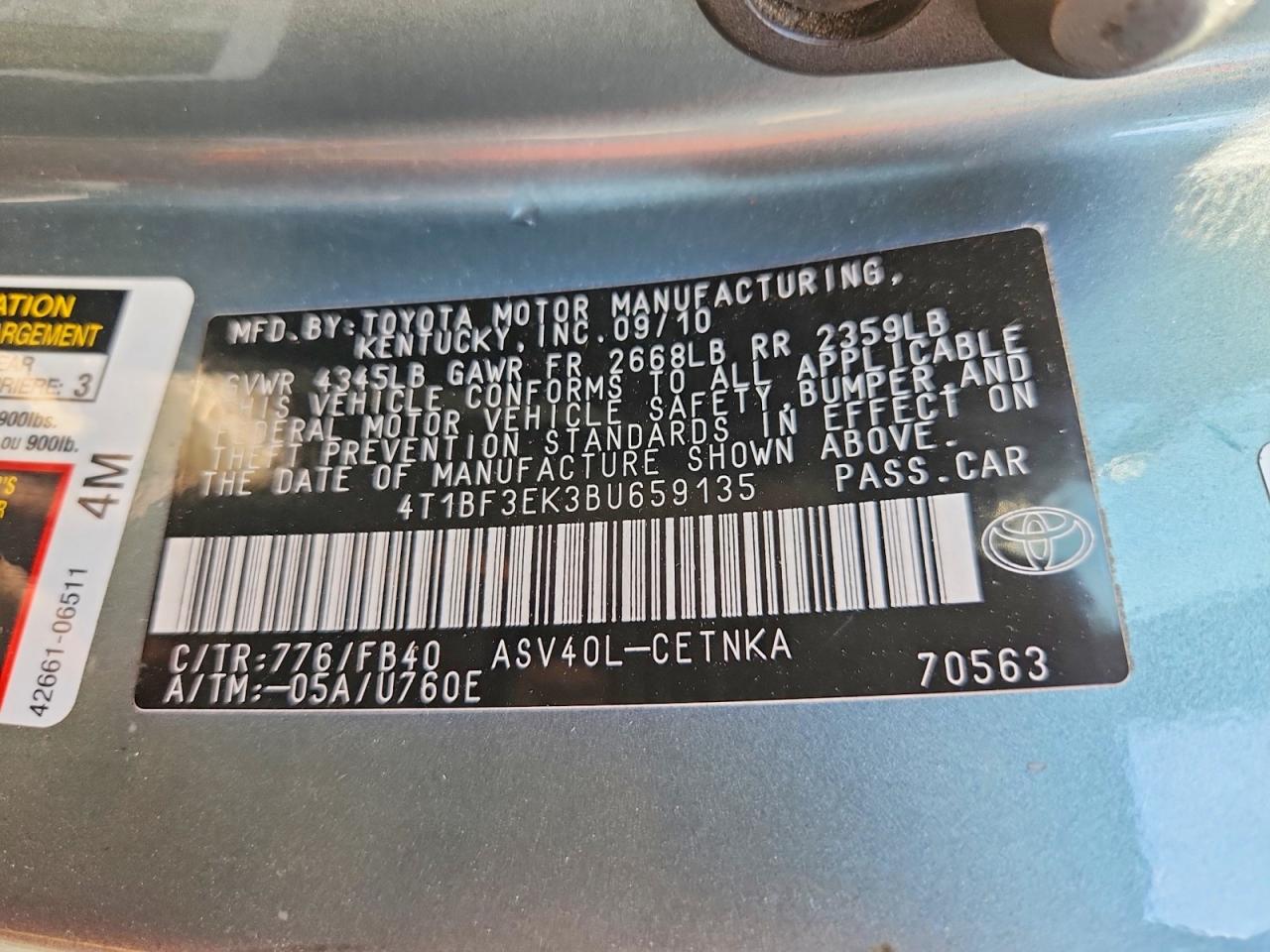 2011 TOYOTA CAMRY LE photo 34
