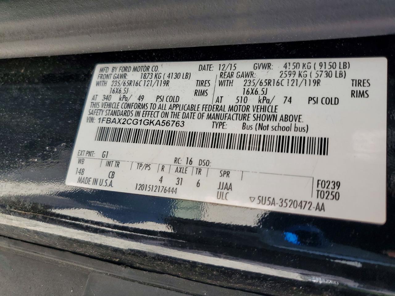 2016 FORD TRANSIT T-350 photo 25