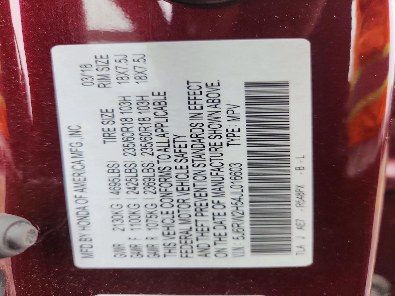 2018 HONDA CR-V EX photo 37