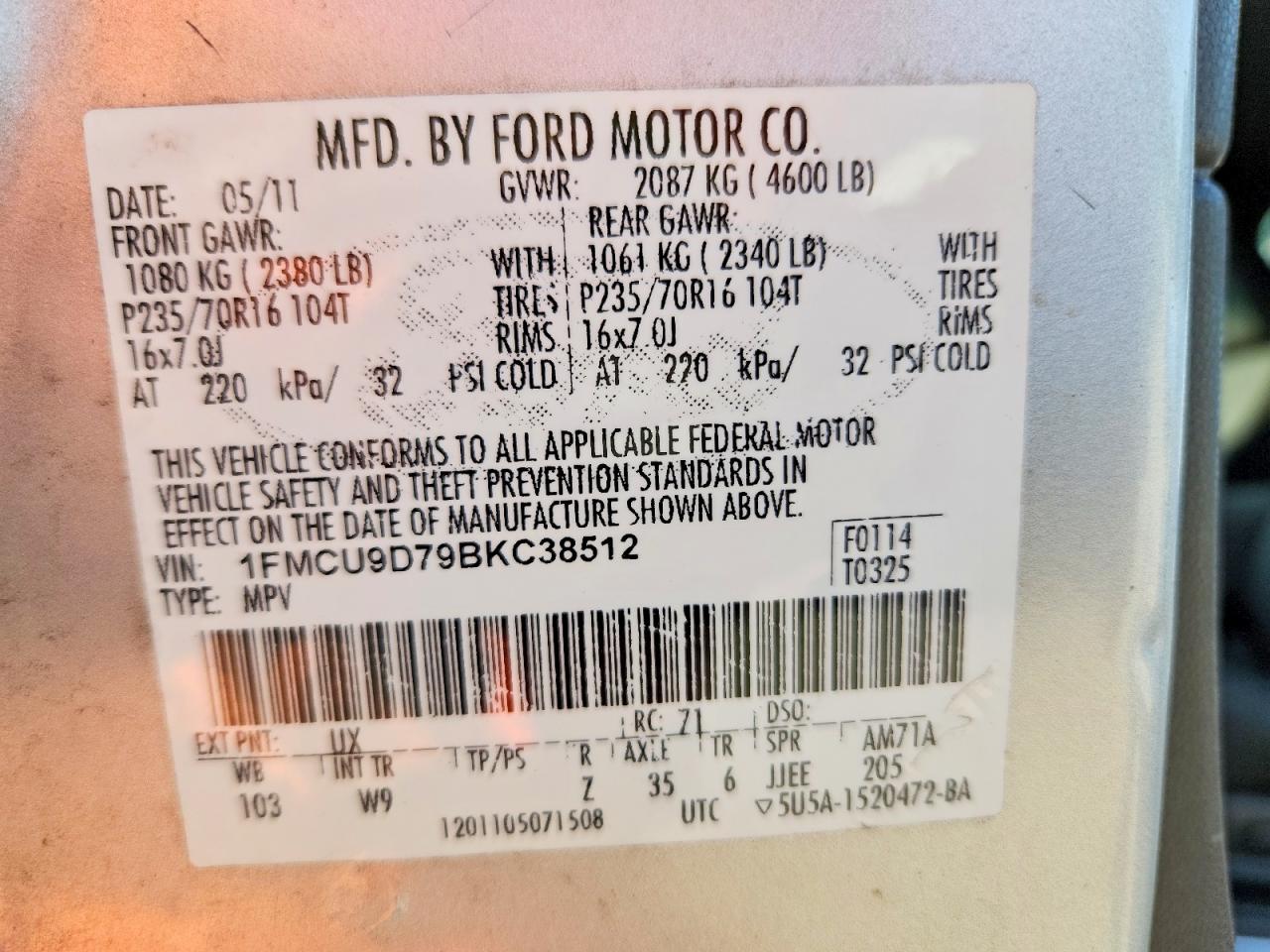 2011 FORD ESCAPE XLT photo 37