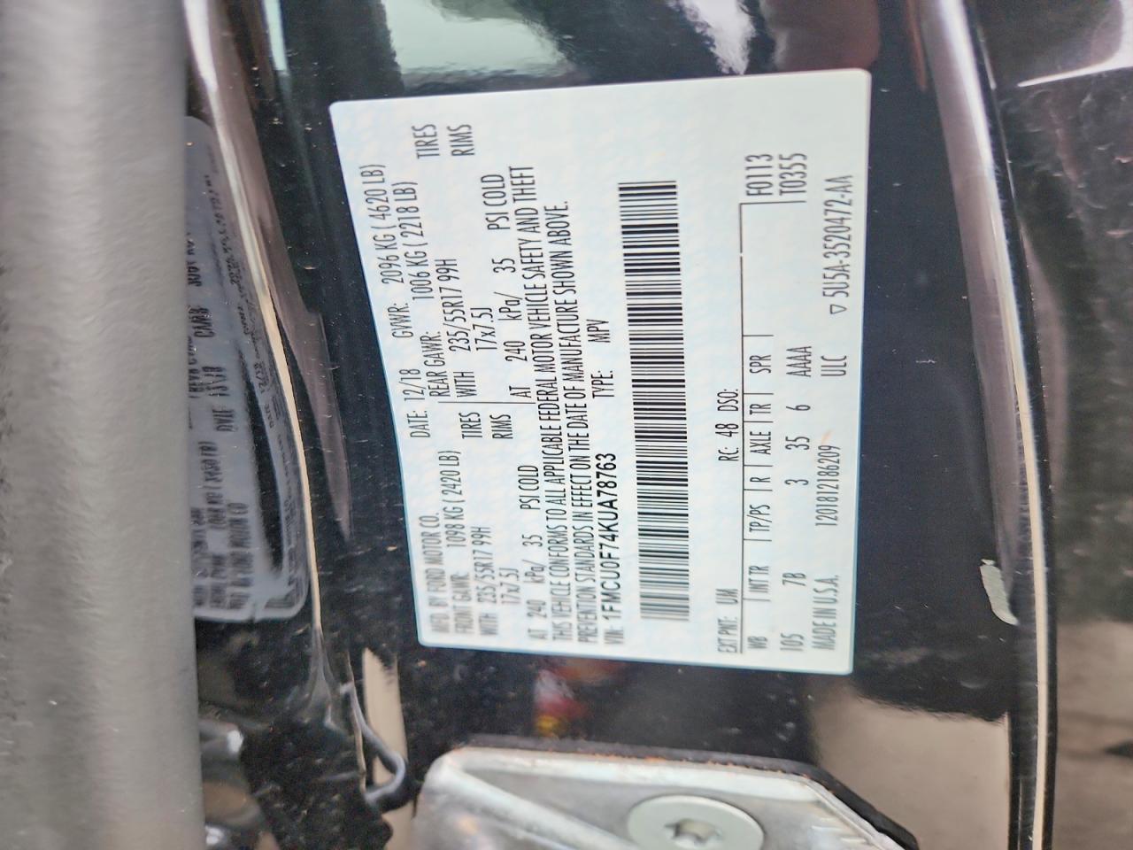 2019 FORD ESCAPE S photo 37