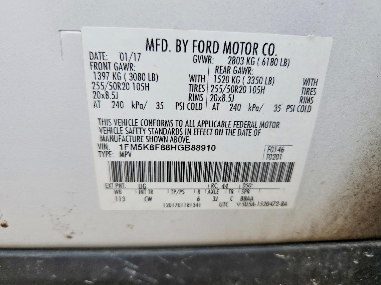 2017 FORD EXPLORER LIMITED photo 25