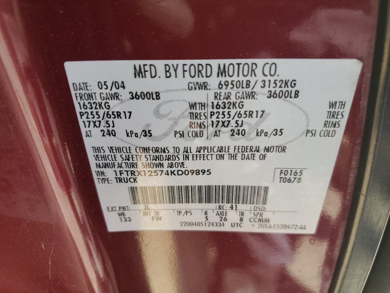 2004 FORD F150 photo 12
