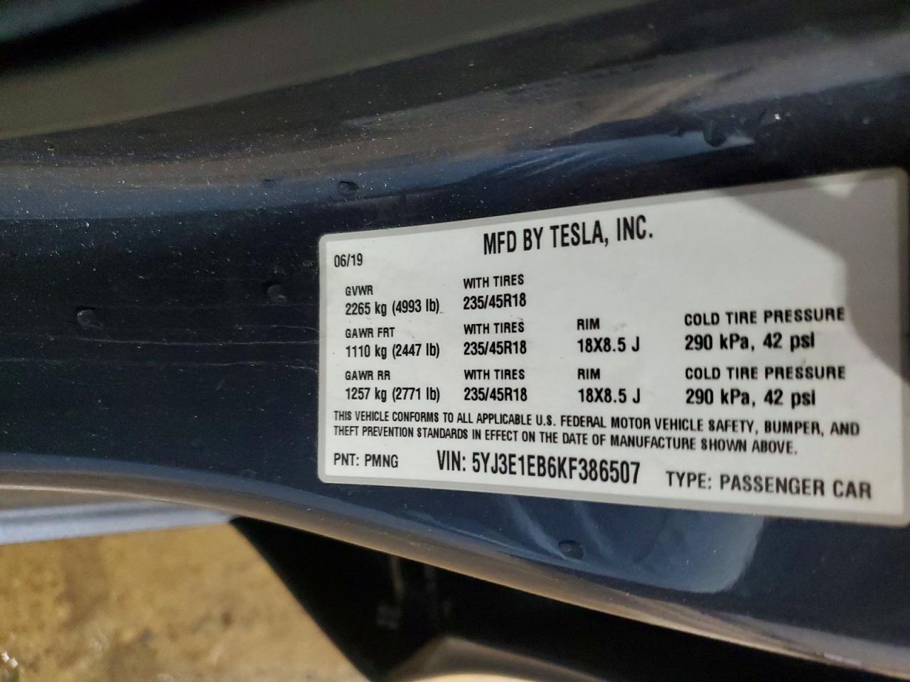2019 TESLA MODEL 3 photo 12