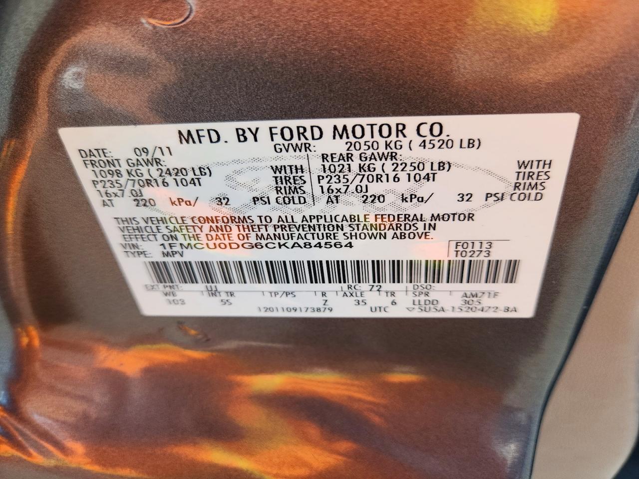 2012 FORD ESCAPE XLT photo 25