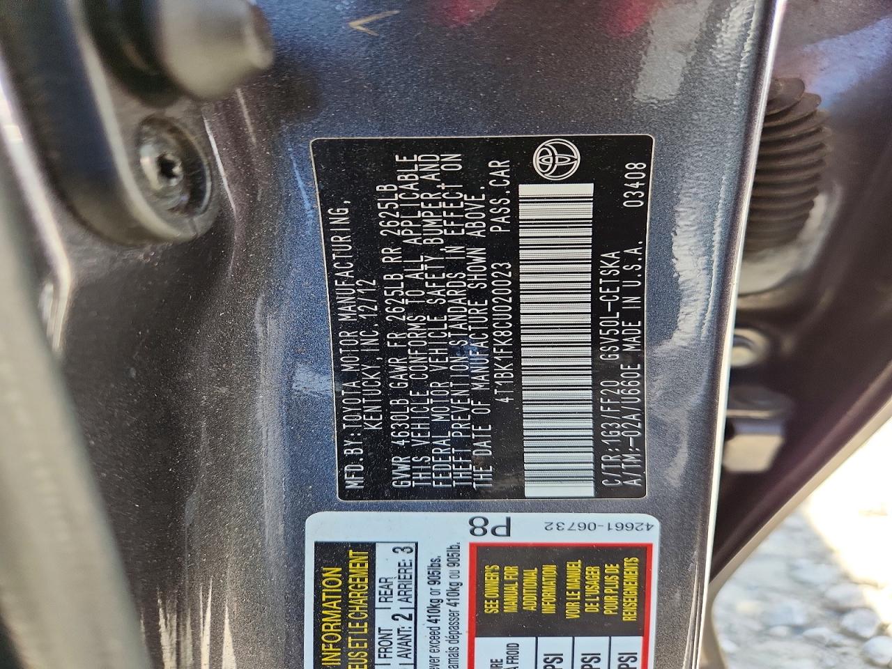 2012 TOYOTA CAMRY SE V6 photo 23