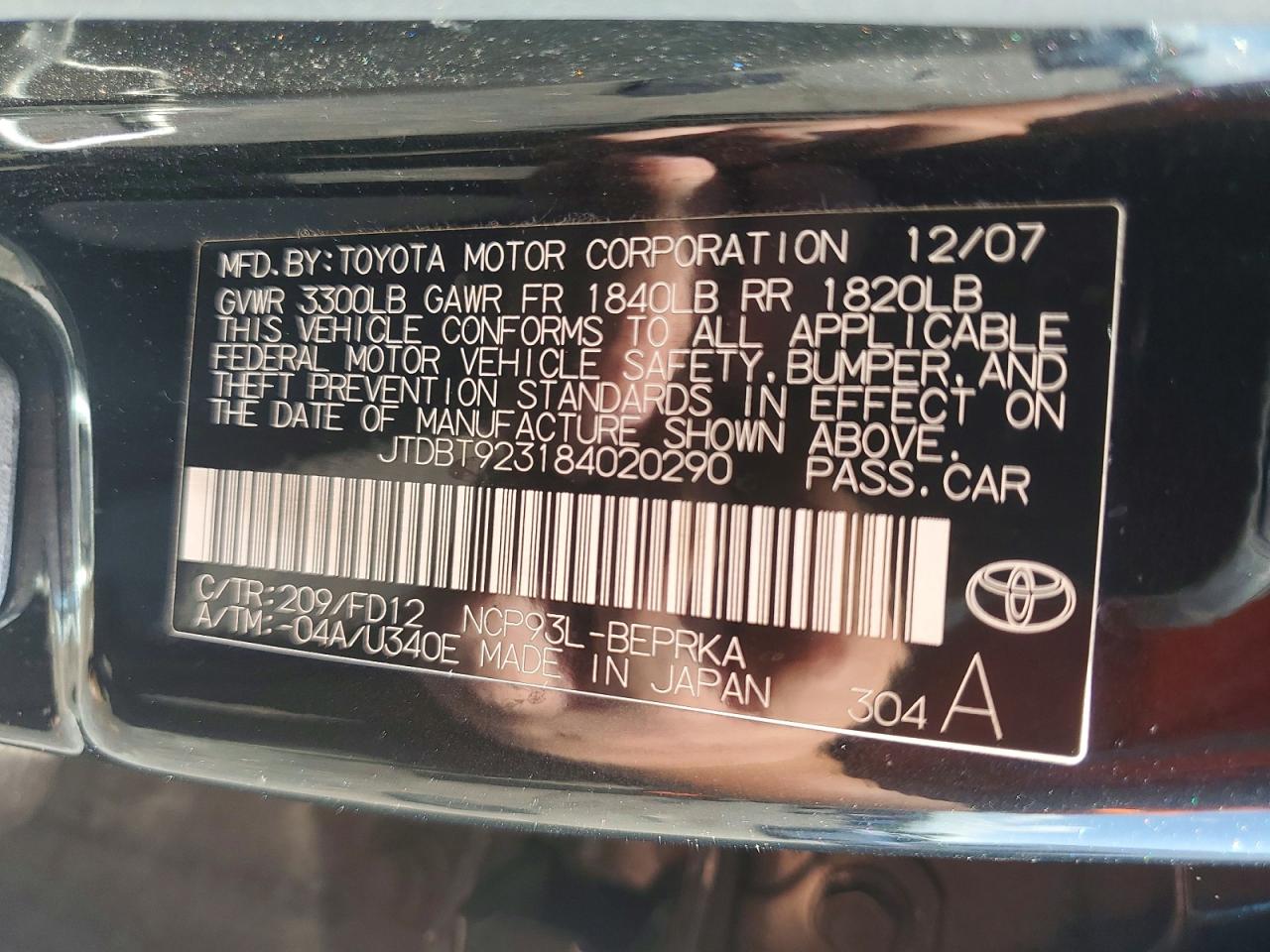 2008 TOYOTA YARIS BASE photo 23