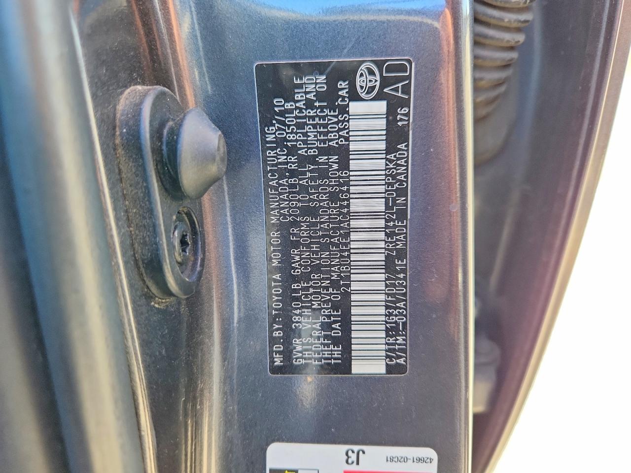 2010 TOYOTA COROLLA S photo 37