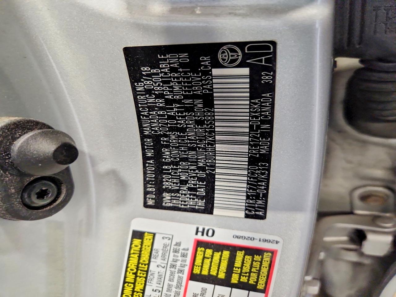2019 TOYOTA COROLLA SE photo 12