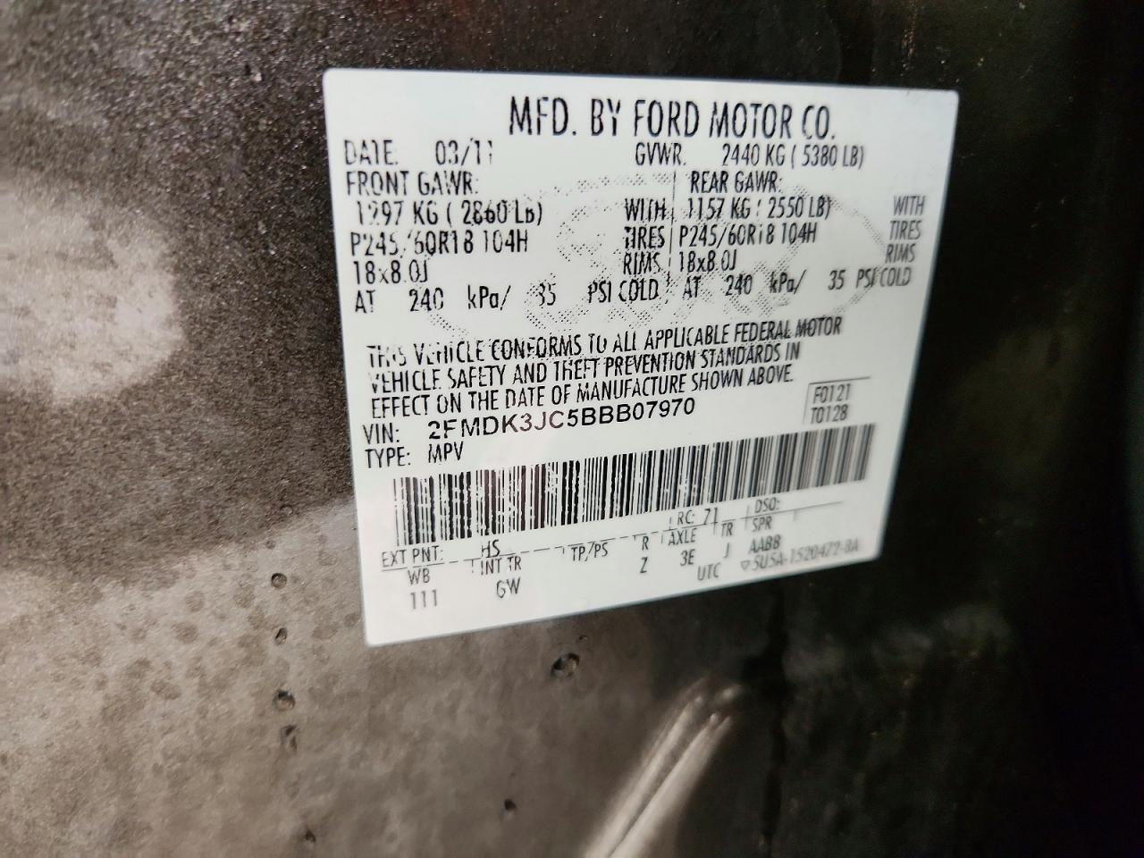 2011 FORD EDGE SEL photo 13