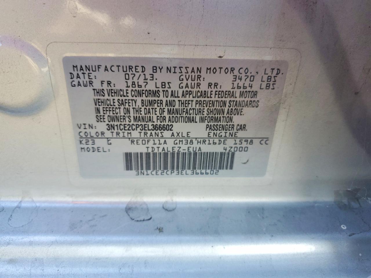 2014 NISSAN VERSA NOTE S photo 37