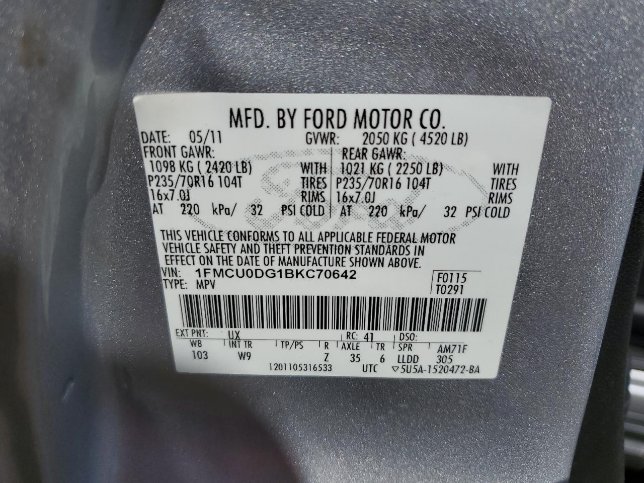 2011 FORD ESCAPE XLT photo 27