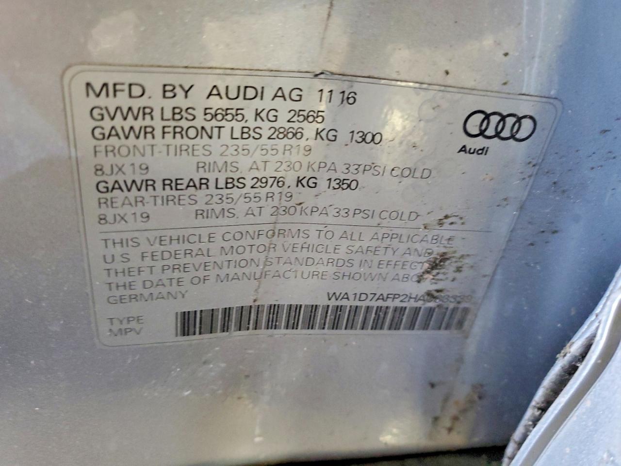 2017 AUDI Q5 PREMIUM PLUS S-LINE photo 12
