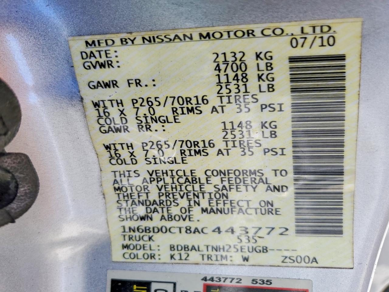 2010 NISSAN FRONTIER XE photo 23