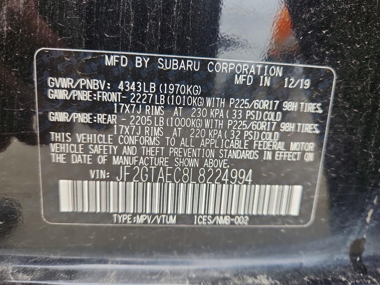 2020 SUBARU CROSSTREK PREMIUM photo 37