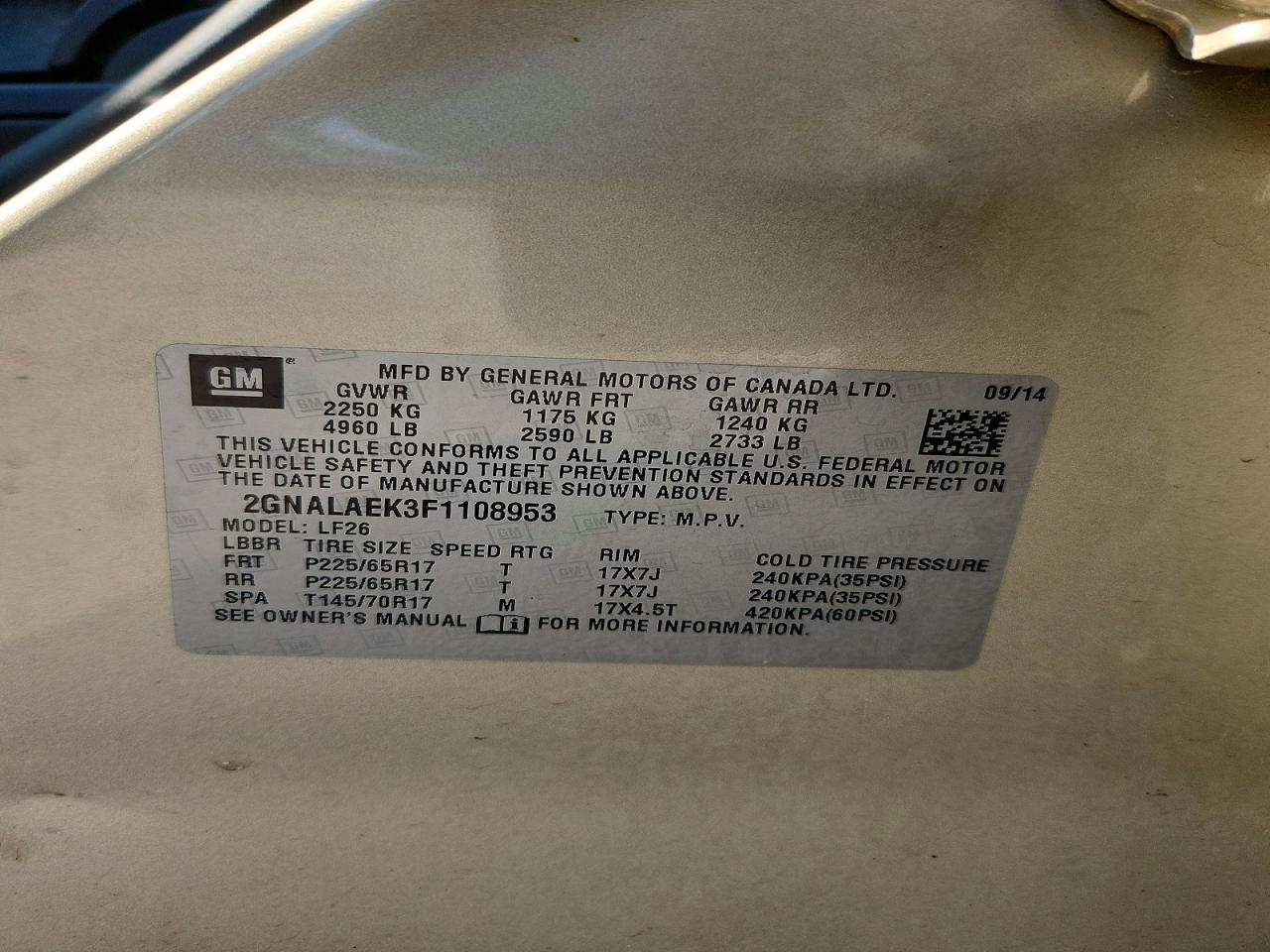 2015 CHEVROLET EQUINOX LS photo 25