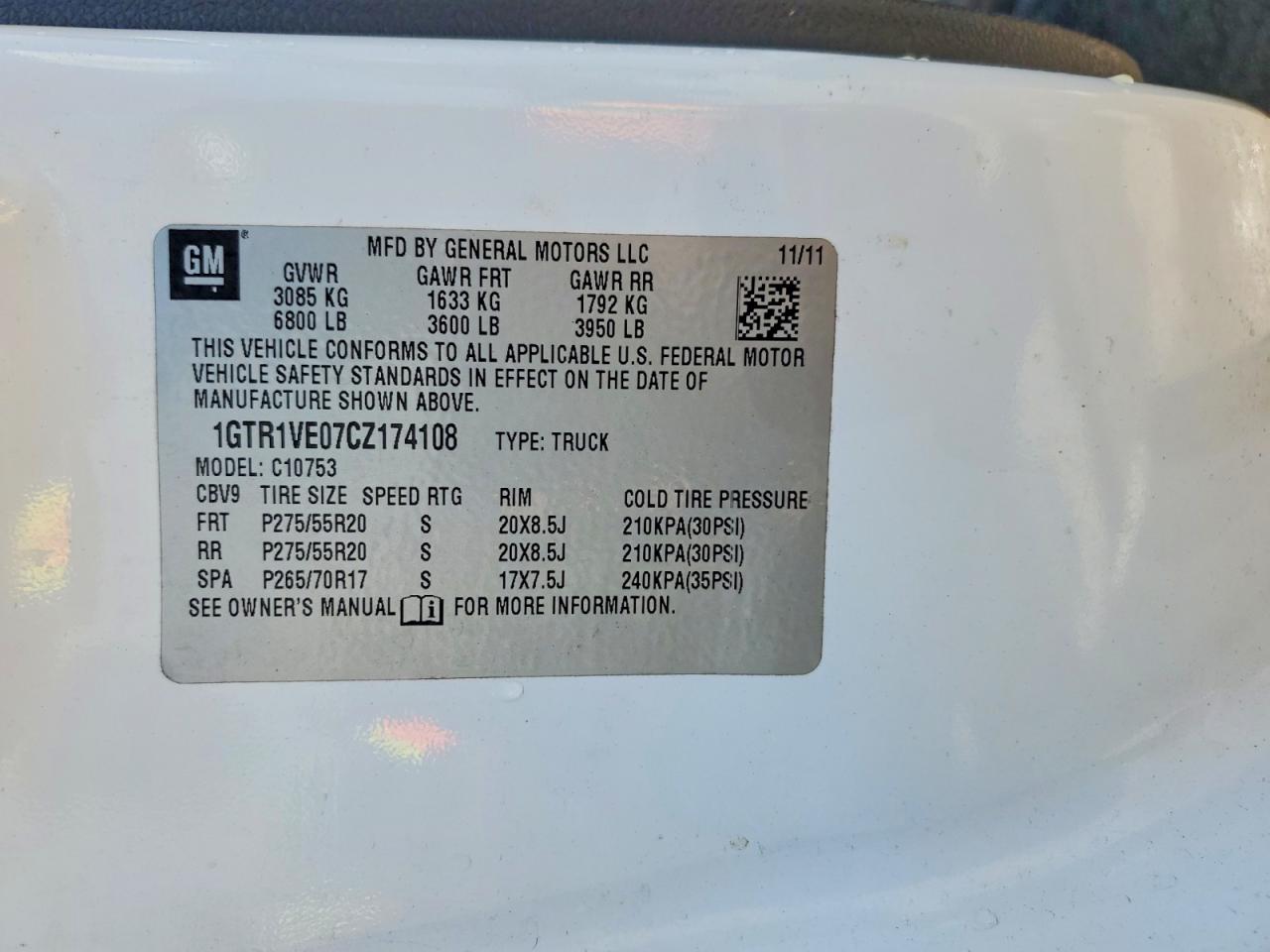 2012 GMC SIERRA C1500 SLE photo 12
