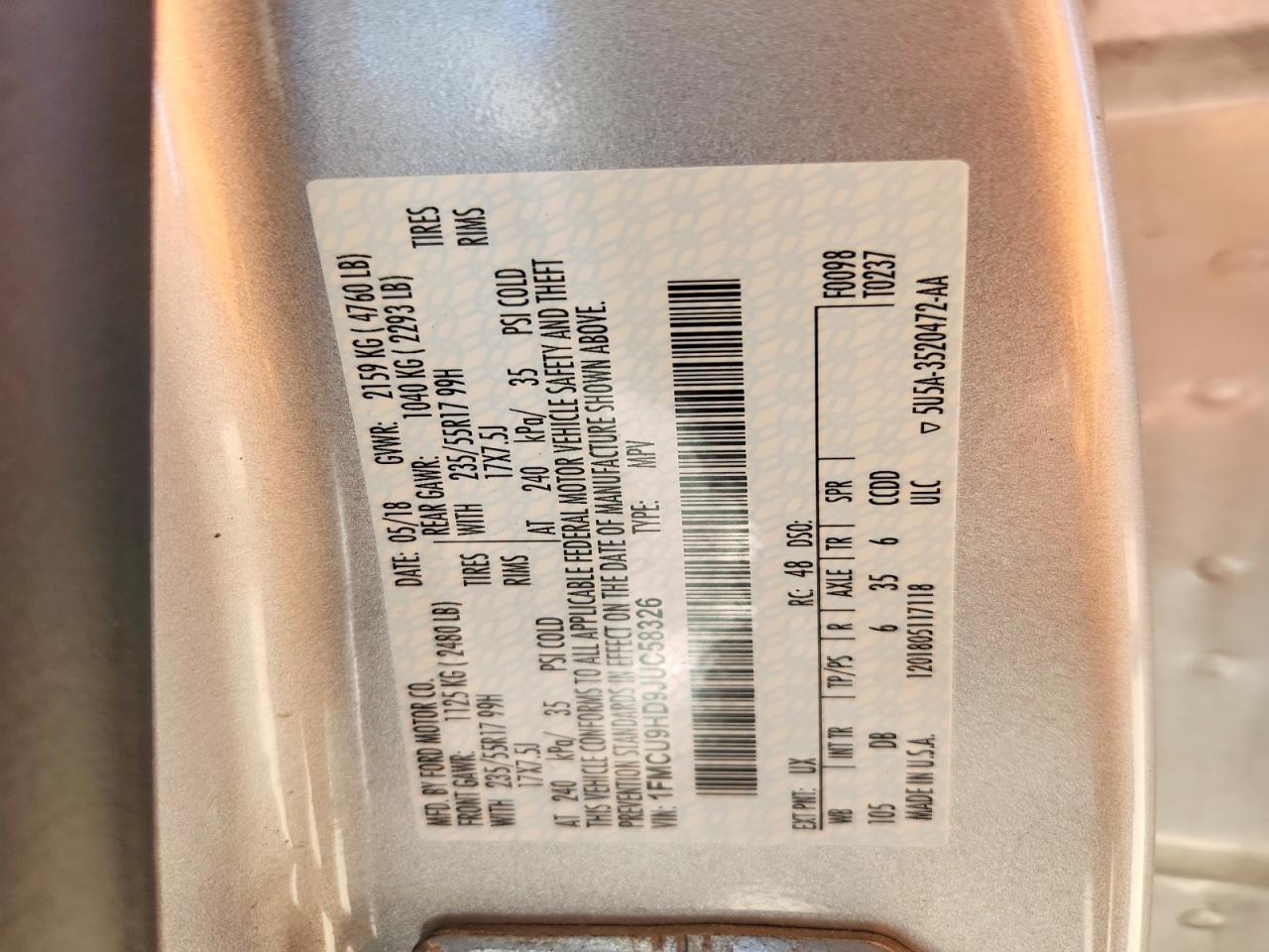 2018 FORD ESCAPE SEL photo 27