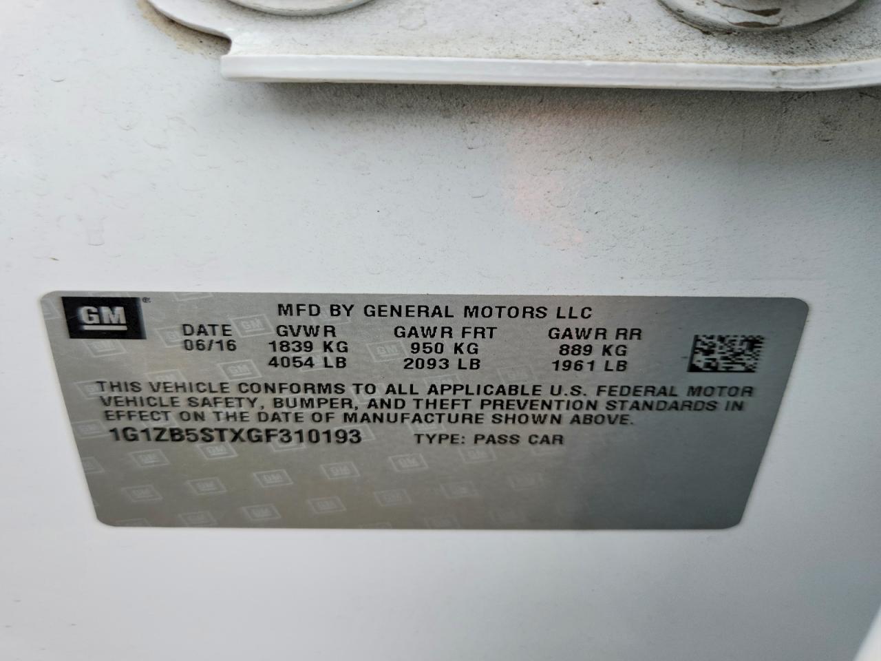 2016 CHEVROLET MALIBU LS photo 12