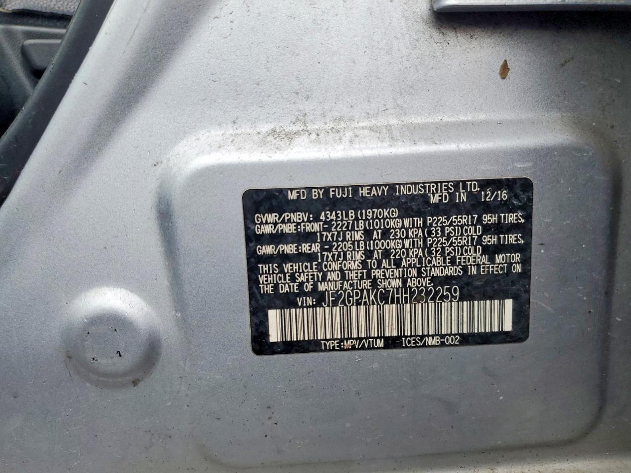 2017 SUBARU CROSSTREK LIMITED photo 12