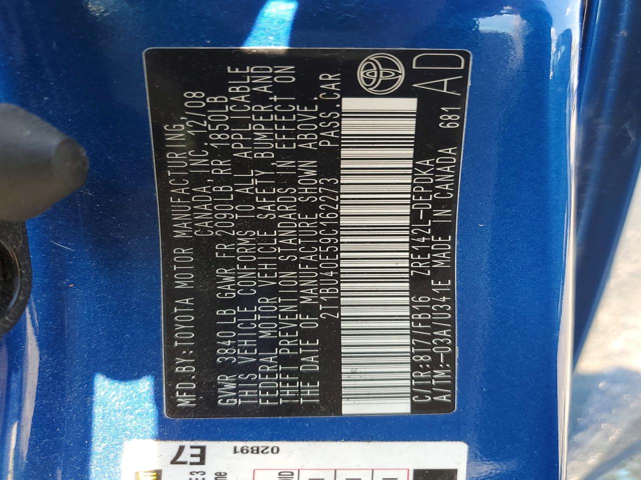 2009 TOYOTA COROLLA LE photo 12