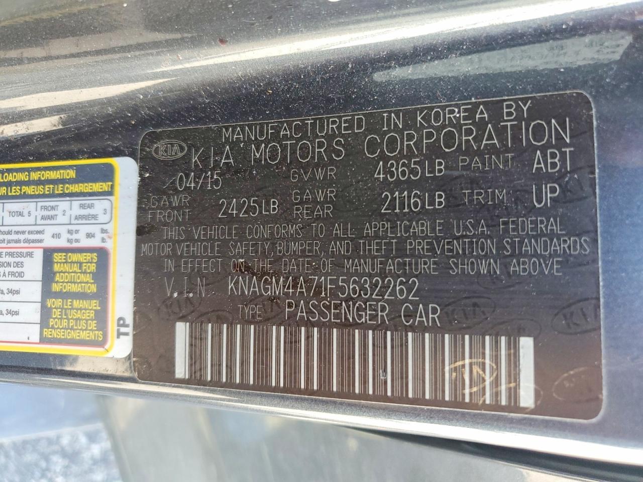 2015 KIA OPTIMA LX photo 34