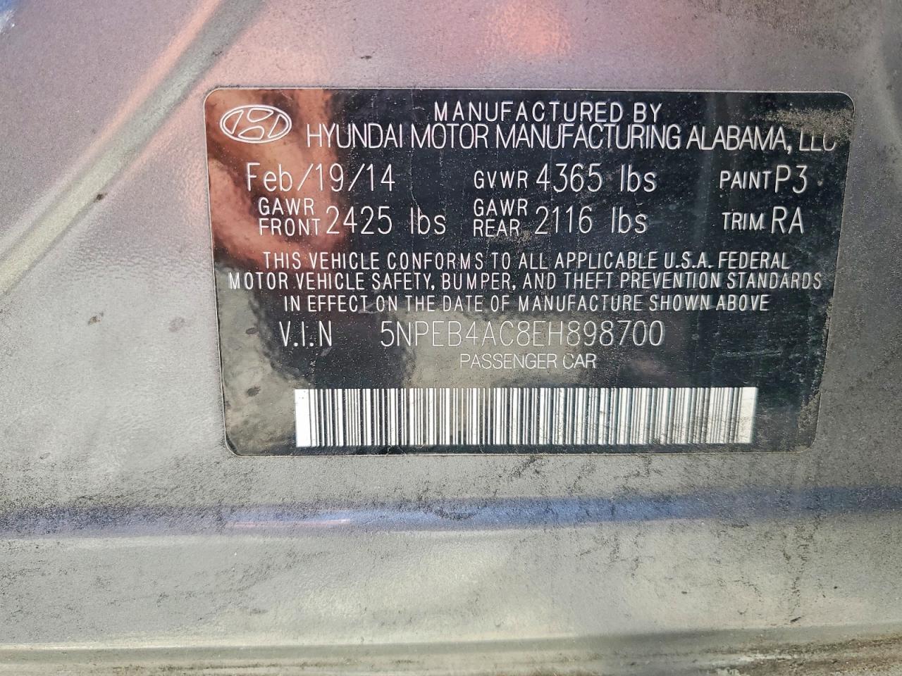2014 HYUNDAI SONATA GLS photo 34