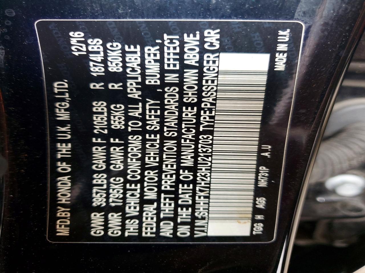 2017 HONDA CIVIC LX photo 23