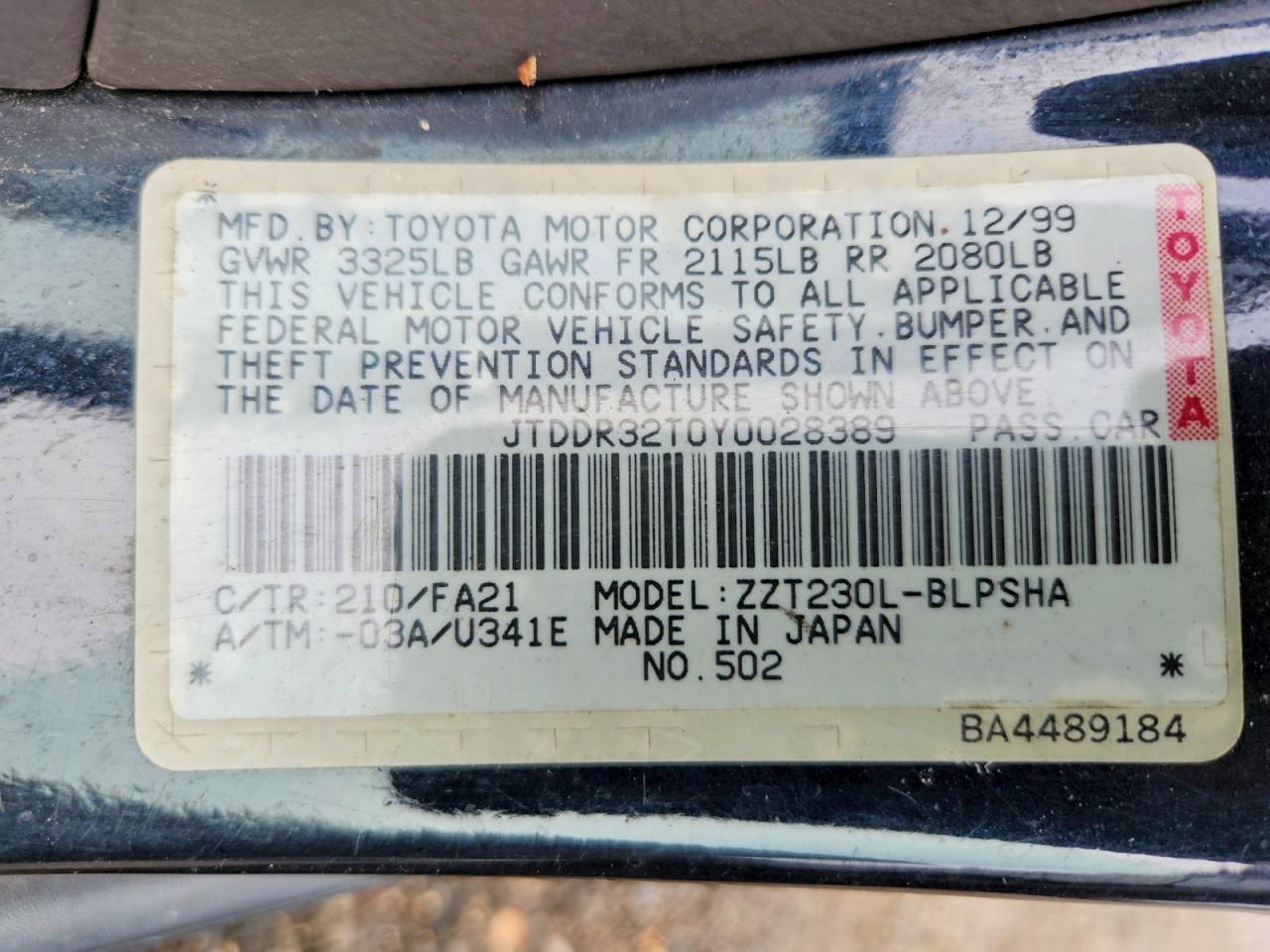 2000 TOYOTA CELICA GT photo 23