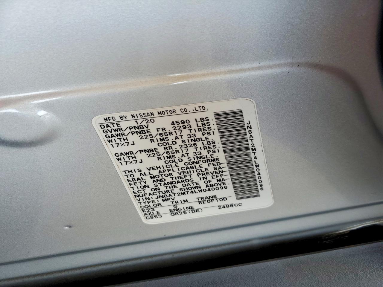 2020 NISSAN ROGUE S photo 34