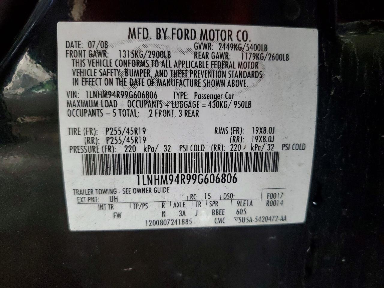 2009 LINCOLN MKS photo 25